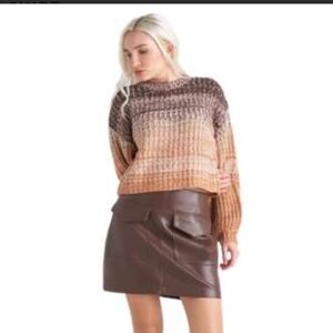 Dex x revolve Vegan Leather Mini skirt in espresso brown size LARGE  NWT